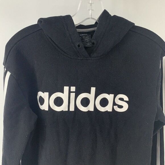 Adidas Hoodie Black Three Stripe Logo Medium - Picture 3 of 7